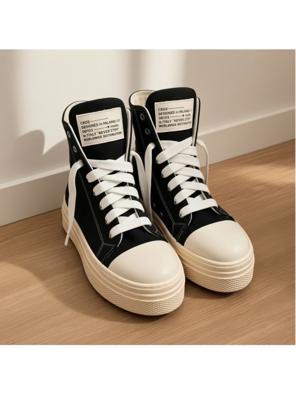 CRISTIAN ZEROTRE CR03 Calipso 300 Platform Sneakers High Top Zip Black W9.5